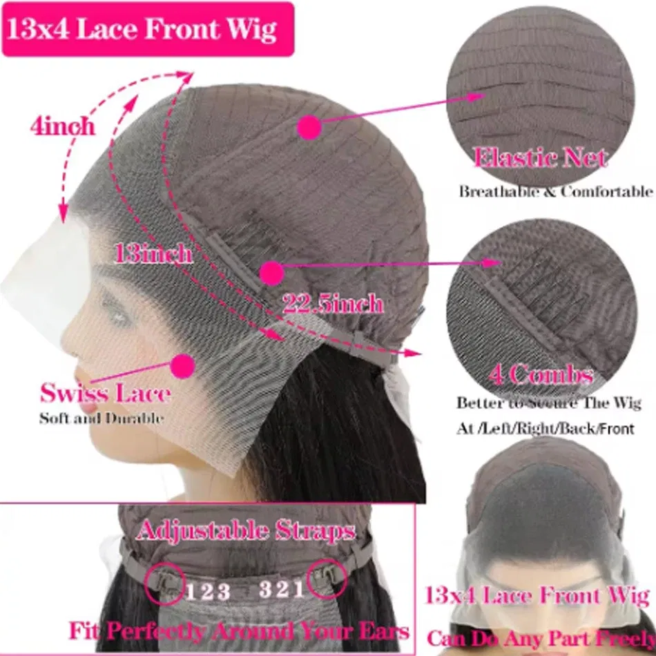 Hair Color: #1, Stretched Length: 8inches - 13X4 Glueless Water Wave Wigs Human Hair Pre Cut Bob Wig Ready To Go 180% Density 4x4 Water Wave Lace Closure Wigs Human Hair