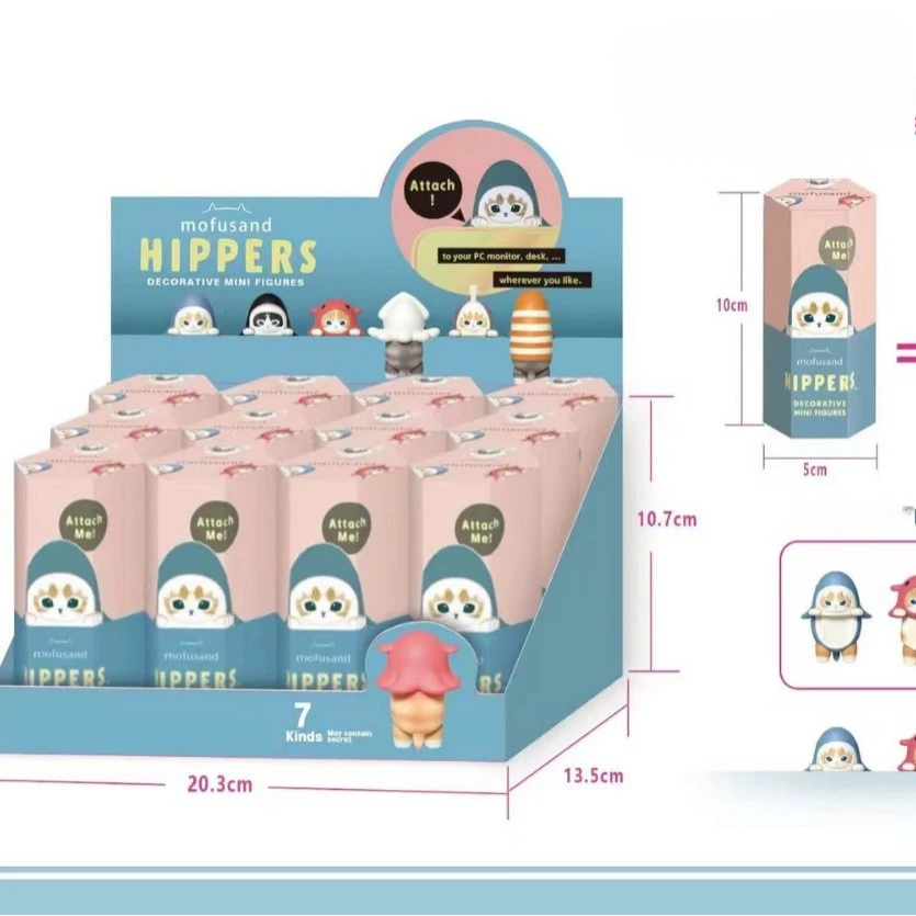 Color: Blue - Kawaii Sonny Angel Mofusand Hippers Series Blind Box Action Figure Cute Doll Mystery Box Mobile Phone Car Decor Christmas Gift