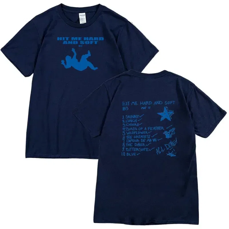 Color: SKY BLUE, Size: XXL - Summer Men's and Women's T-shirt Billie Hit Me Hard and Soft Printed T-shirt O-neck Cotton European Size Casual Short Sleeved