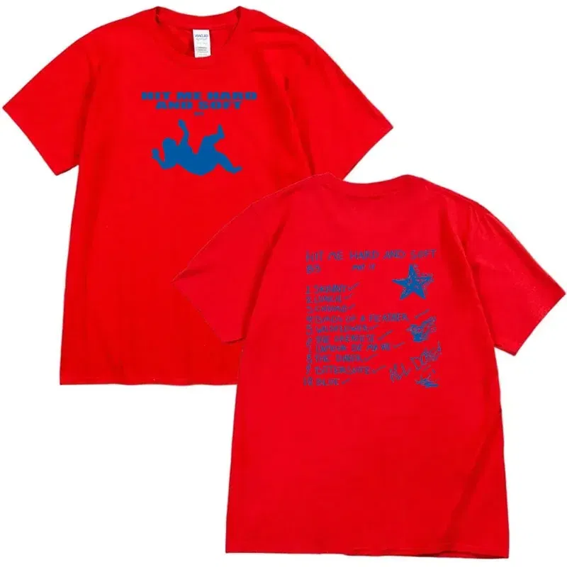 Color: SKY BLUE, Size: XXL - Summer Men's and Women's T-shirt Billie Hit Me Hard and Soft Printed T-shirt O-neck Cotton European Size Casual Short Sleeved