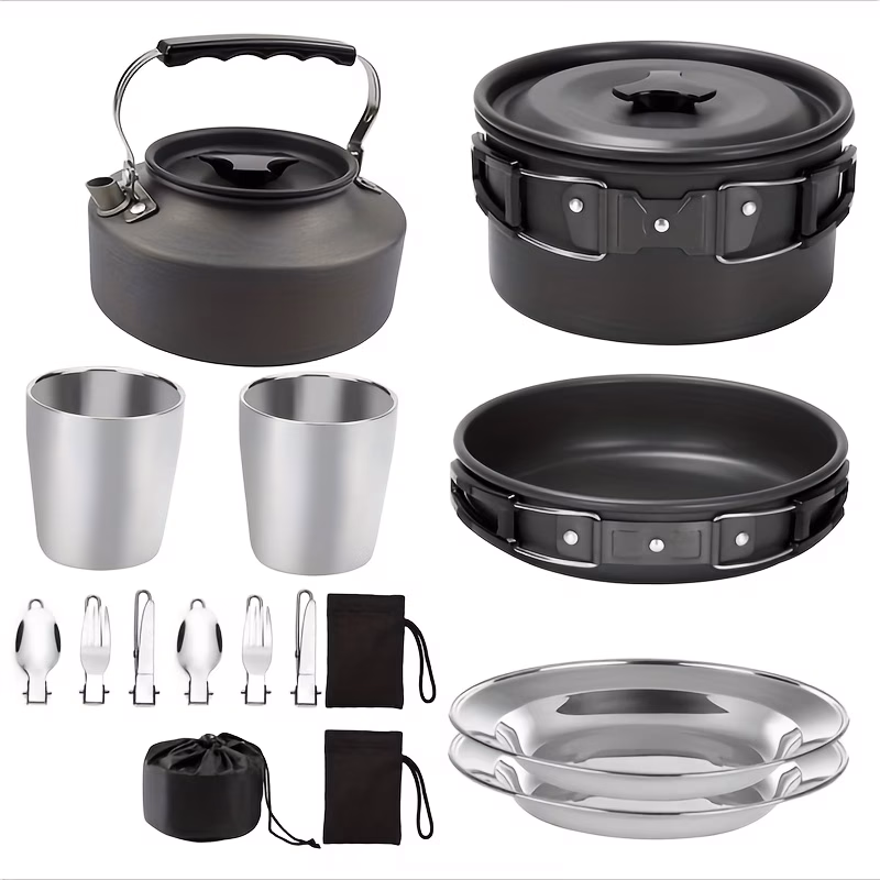 Backpacking Cookware Set – Camping Kitchen Accessories, Barbecue Cooking Set, Tableware