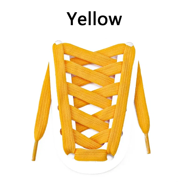 Color: Yellow, Ships From: CHINA, Length: 120cm - 1 Pair Flat Shoelaces for Sneakers Rugged Wear-resistant Classic Canvas Sports Shoe Laces Women Men Shoelace Solid Double Cotton