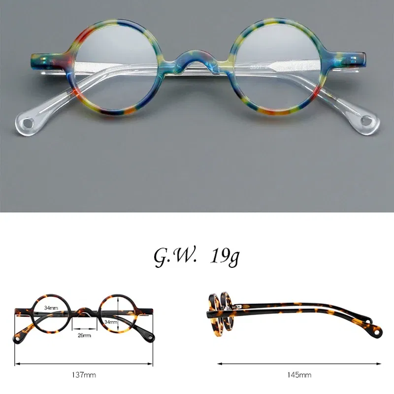 Frame Color: WHITE, Eye Prescription: +350 - VCKA Photochromic Acetate Myopia Glasses Men Retro Small Round Frames Women Custom prescription Anti-Blue  Eyewear -0.5 TO -10