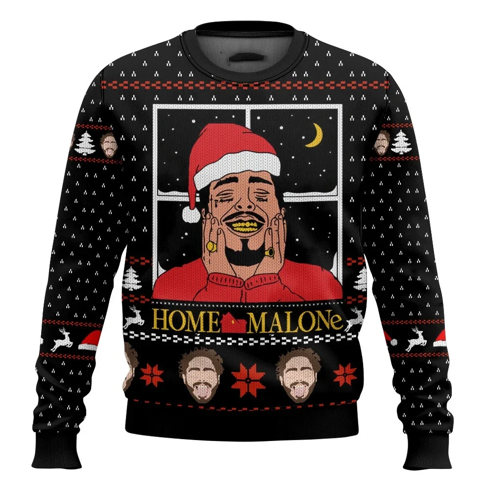 Color: Silver, Size: M, Ships From: CHINA - Merry Christmas alone at home Ugly Christmas sweater cartoon animation Men's pullover 2026 fashionable couple shirts Sweatshirt