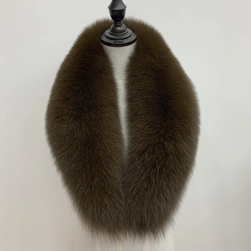 Color: Red, Size: S - Winter Real Fox Fur Collar Woman Black Natural Fur Scarf Shawl For Women Collars Wraps Neck Warmer Fur Scarves Luxery Scarf Men