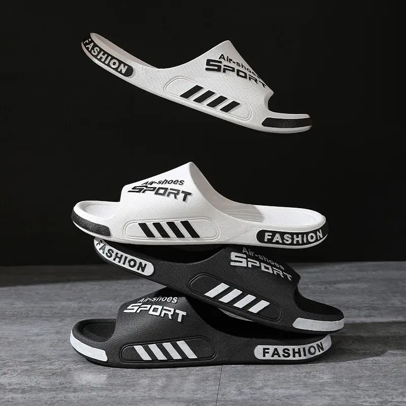 Color: Khaki, Shoe Size: 5.5 - Fashion Men's Slippers PVC Soft Sole Non-slip Slides Casual Outdoor Beach Flip Flops Home Bathroom Couples Slippers New Sandal