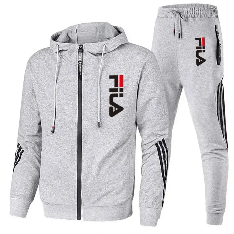Color: Pink, Size: XXXL, Ships From: CHINA - Men's spring and Fall outdoor zipper jacket + sweatpants jogging set Casual basketball fitness two-piece set