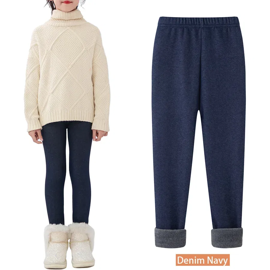 Color: Silver, Size: 104, Ships From: CHINA - SheeCute Girls Winter Warm Pants Kids Fleece Lined Leggings for 3-11 Years SCW7101
