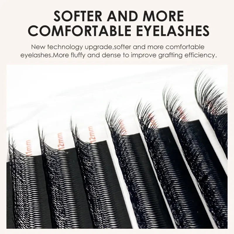 Color: BLACK & RED, Curl: C, Thickness: 0.07mm, Length: 9mm - NATUHANA 3D 4D WW  Shaped Eyelash extensions 0.07mm C D L LU Curl Premade Fans Faux Mink Volume Lashes Korean Make Up Tool