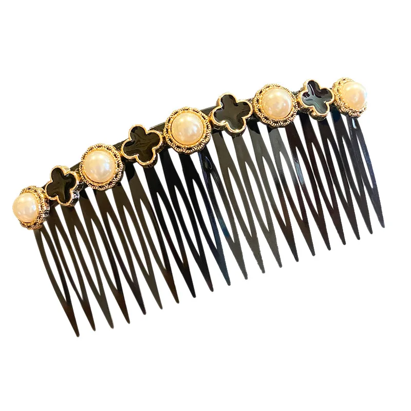 Color: Dark Grey, Ships From: CHINA - 1PC Fashion Women Hairpins Rhinestone Pearl Hair Combs Clip Claw For Woman Barrettes Hair Maker Bun Hair Accessories Headwear