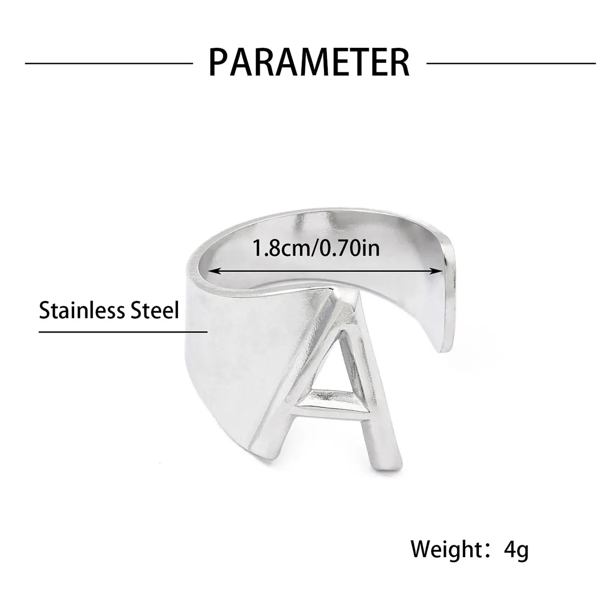 Metal Color: Steel color, Ring Size: resizable - LAViXMIA Alphabet A-Z Letter Never Fade Stainless Steel Rings Women Jewelry Fashion Initial Ring Adjustable Size Birthday Gifts