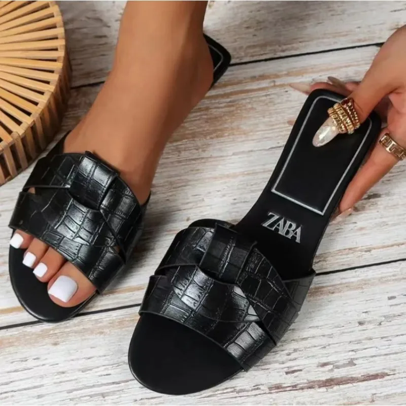 Color: black, Shoe Size: 40 - New Fashion Slippers Women Sexy Flat Sandals Casual Ladies Sand Beach Slippers Elegant Fish Mouth Slippers Women