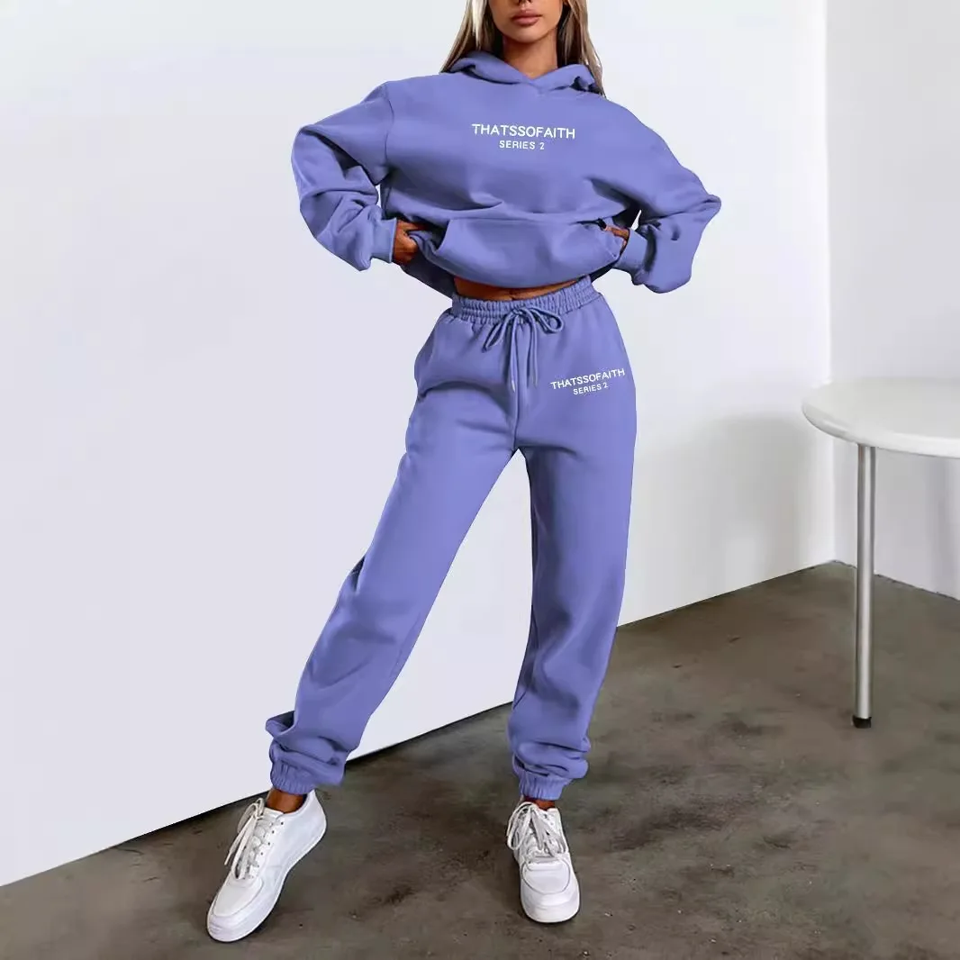 Color: black, Size: M, Ships From: CHINA - 2025 Autumn Winter Women's Sets 2pcs Hoodies Pants Suit Sports Outfits  Letter Print Aesthetic Clothes Ladies Tracksuit