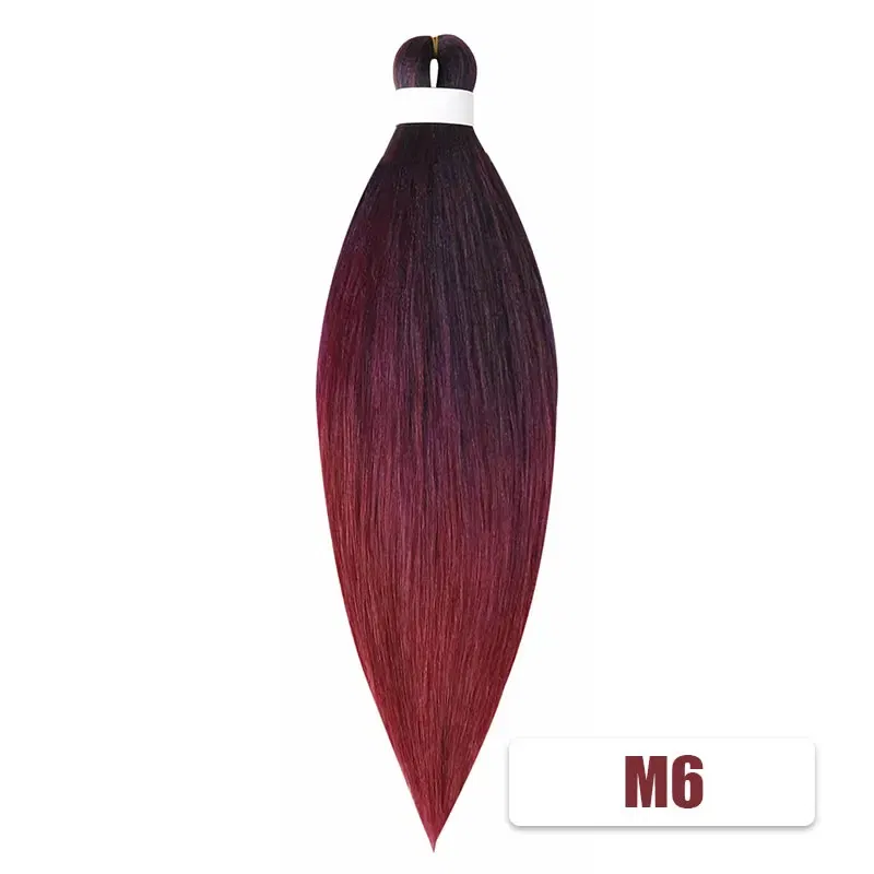 Color: #Burgundy, Stretched Length: 26inches, Bulk Buy: 3Pcs/Lot - Kanekalon 26inch Hot Water Set Pre Stretched Jumbo Braiding Hair Box Twist Braids Synthetic Hair Extensions For Women Soft Yaki