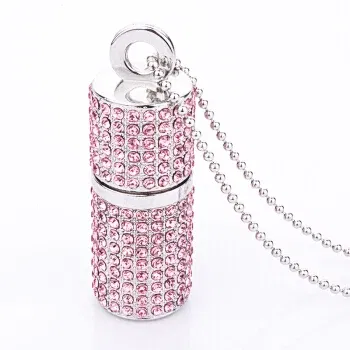 Color: Pink, Capacity: 64GB - JASTER Crystal cylindrical USB Flash Drive  fashion metal diamond pen driveu disk pendrive 4GB 8GB 16GB 32GB 64GB memory stick