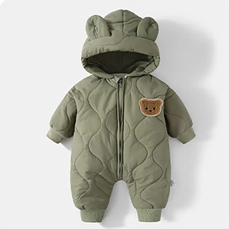 Color: Turquoise, Ships From: CHINA, Kid Size: 3T?€?€·?¤–运动?‰ - ?»? Winter Baby Outwear Clothing Fur Lining Warm Toddler Girl's Boy's Rompers Cartoon Bear Infant Jumpsuit