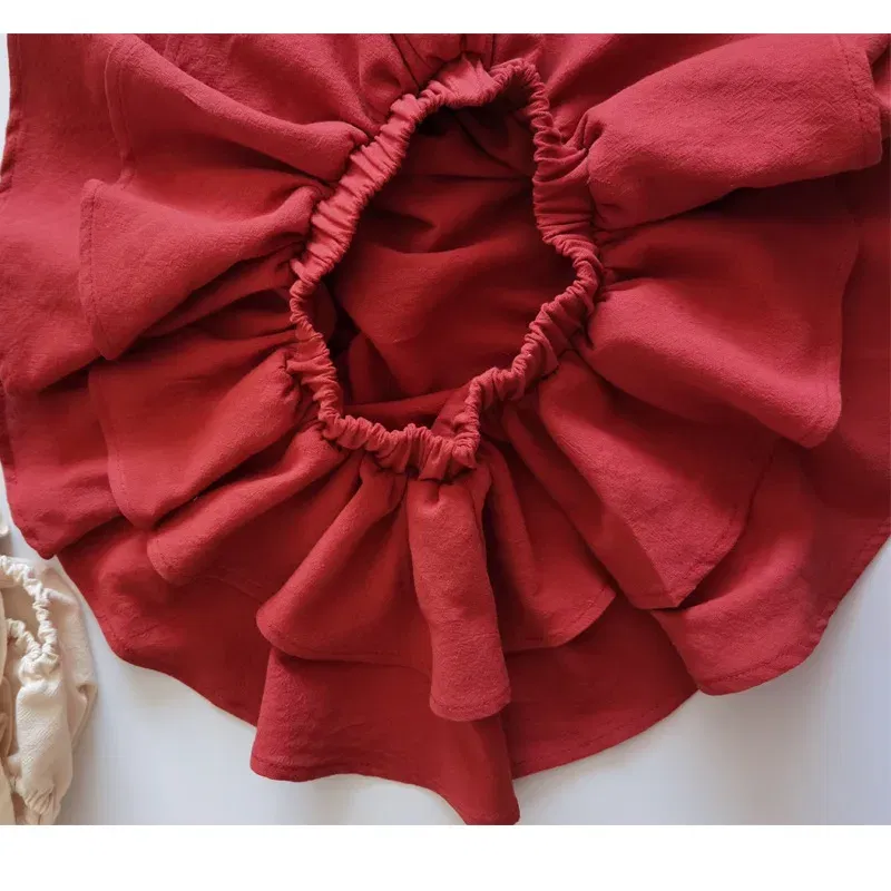 Color: Beige, Kid Size: 24M - Double Layers Ruffles Lace Baby Skirt Pants Summer Cotton Linen Kids Pettiskirt Toddler Dancing Wedding Clothing Tutu Skirt