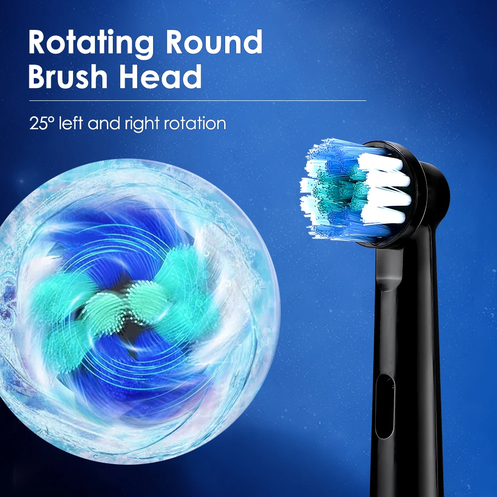Color: WHITE - Electric Rotating Toothbrush 5 Modes Cleaning Teeth Brush Waterproof Rotary Electric Toothbrush With Timer with 8 Soft BrushHead
