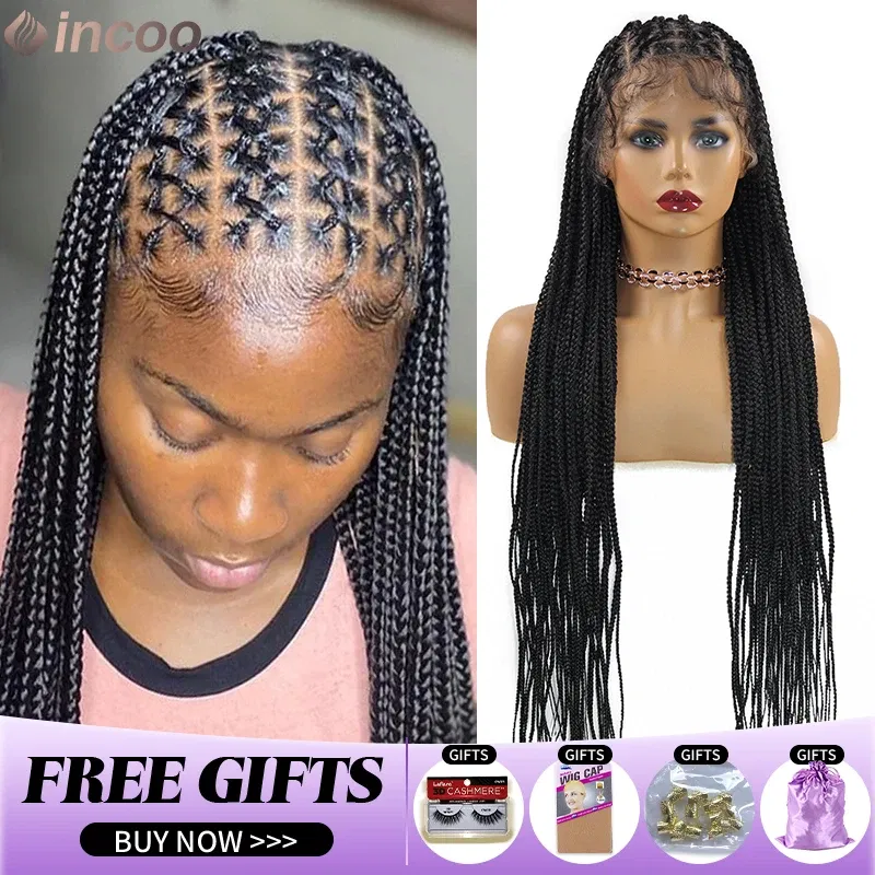 Color: #27, Ships From: CHINA, Wig Length: 36inches - Synthetic Criss Cross Knotless Braid Wigs 36 Inch Cornrow Full Lace Box Braids Wigs for Black Women on Sale Clearance Braid Wig