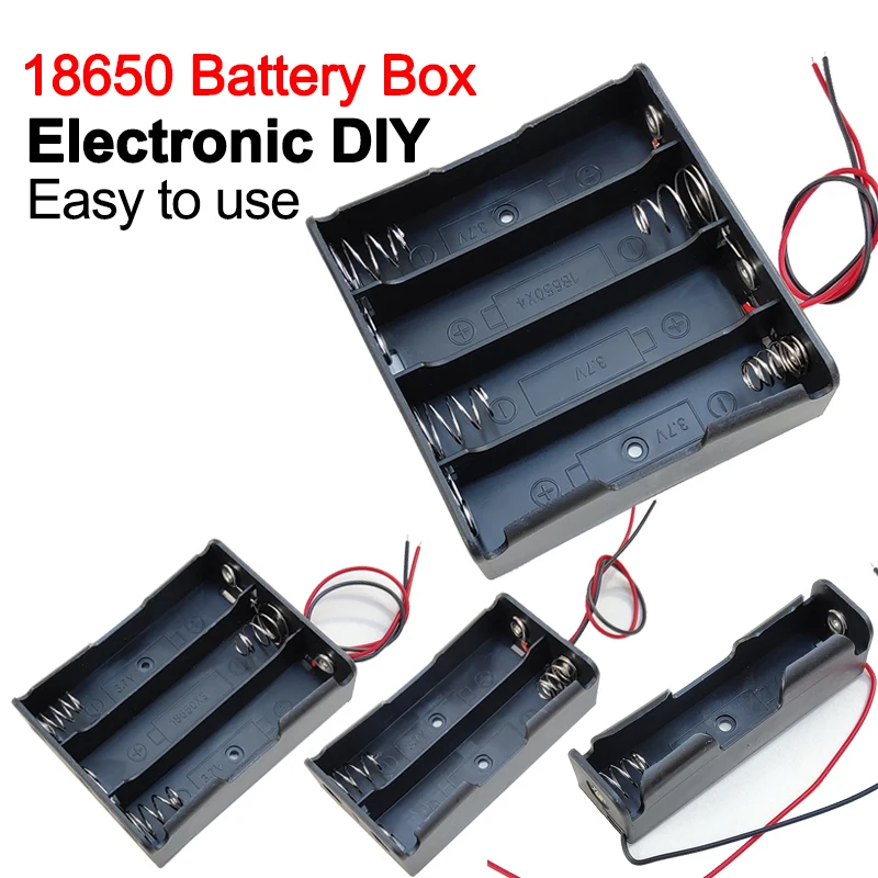 Color: black - New 18650 Power Bank Cases 1X 2X 3X 4X 18650 Battery Holder Storage Box Case 1 2 3 4 Slot Batteries Container With Wire Lead