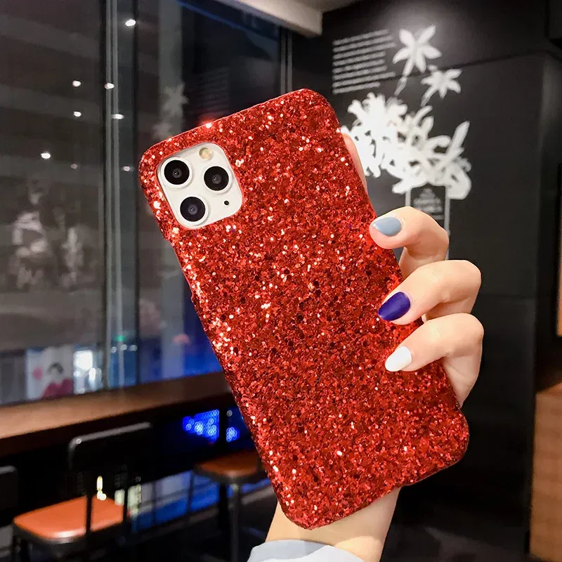 Color: Red, Material: PU - Hard Shiny Diamond Girly Phone Case for iPhone 11 12 13 14 15 Pro Max 14 15Plus