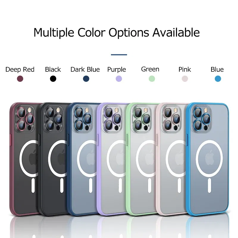 Color: Brown, Material: NEOPRENE - Magsafe Magnetic For IPhone 15 Promax Phone Case For iPhon 11 12 13 14 15 Pro Max Plus Lens Glass Ring Protection Silicone Cover