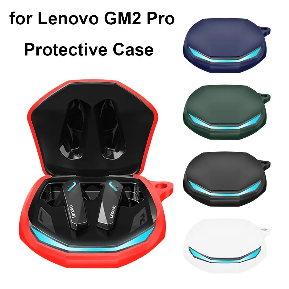 Color: Olive - Soft Silicone Earphone Storage Box Shockproof Dustproof Wireless With Hook and Loop Headphone Case For Lenovo GM2PRO