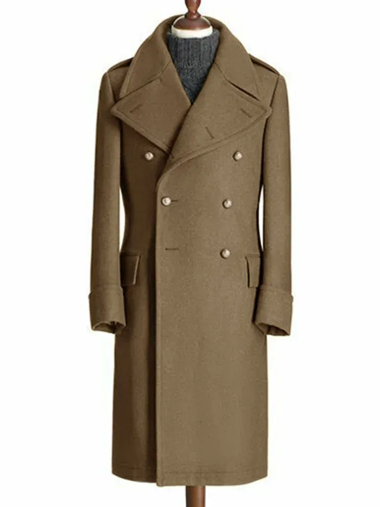 Color: MULTI, Size: S - Windbreak Men's Jacket Wool Long Coat Lapel Double Breasted Men's Trench Coats Windbreakers Jackets Man Winter 2023 Martens Male