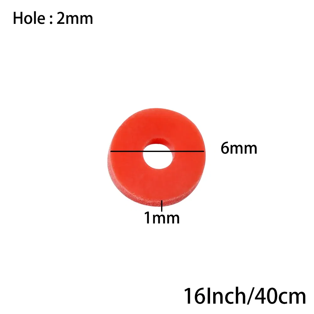 Color: Dark Red, Item Diameter: 6mm - 16Inch/Line 6mm Colorful Flat Round Polymer Clay Beads Loose Spacer Beads for DIY Jewelry Making Bracelet Necklace Accessories