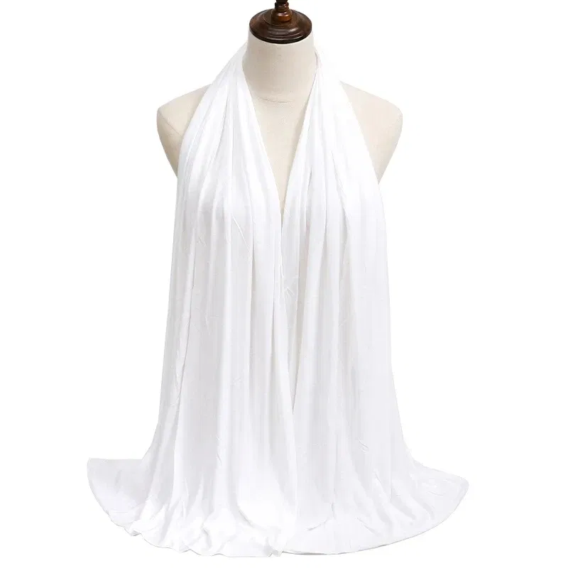 Color: PURPLE - Modal Cotton Jersey Hijab Scarf Long Muslim Shawl Plain Soft Turban Tie Head Wraps For Women Africa Headband 170x60cm