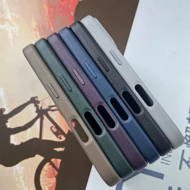 Material: aluminum, Color: SKY BLUE - Original Apple Leather With Magsafe Case For iPhone 16 Pro Max 16 Plus Case Wireless Charging Magnetic Cover 16Pro With Box