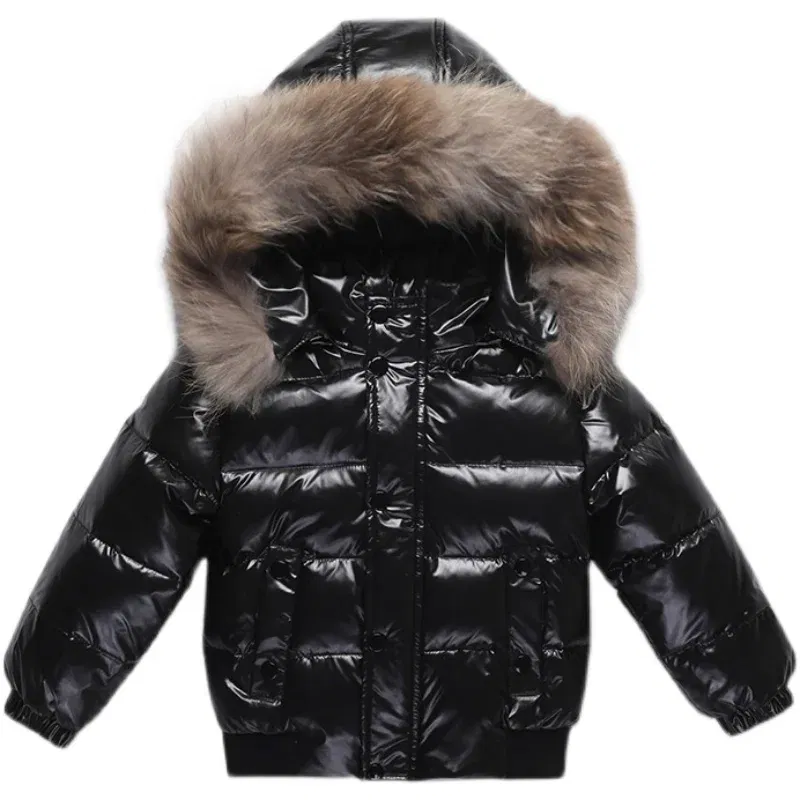 Color: black, Kid Size: 4 - UNITIM 1-6 Years New Winter Toddler Boys Snowsuit Hooded Warm Collar Boys Winter Thicken Coat Outerwear Kids Boys 90% Duck Down