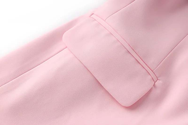 Color: Rose Red, Size: M, Ships From: CN - New Arrival Elegant Style Lady Office Work Suit Double-breasted Long Sleeve Fitted Blazer A-line Pencil Mini Skirt Women 2Pcs