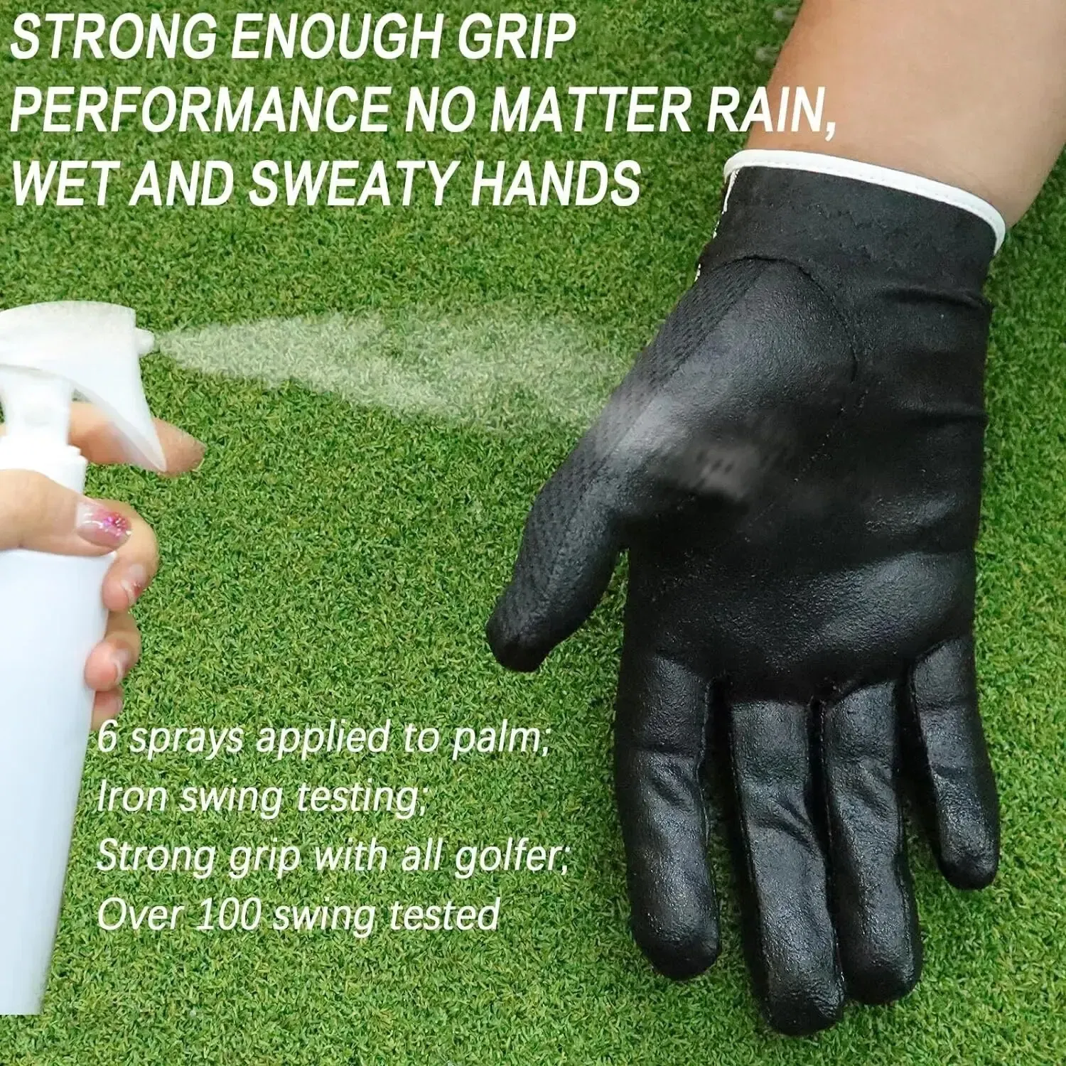 Size: M, Color: Black - Men's Golf Gloves Left Right Hand Rain Grip Value 1 Pack, Hot Wet Weather No Sweat Fit for Left Right Handed Golfer