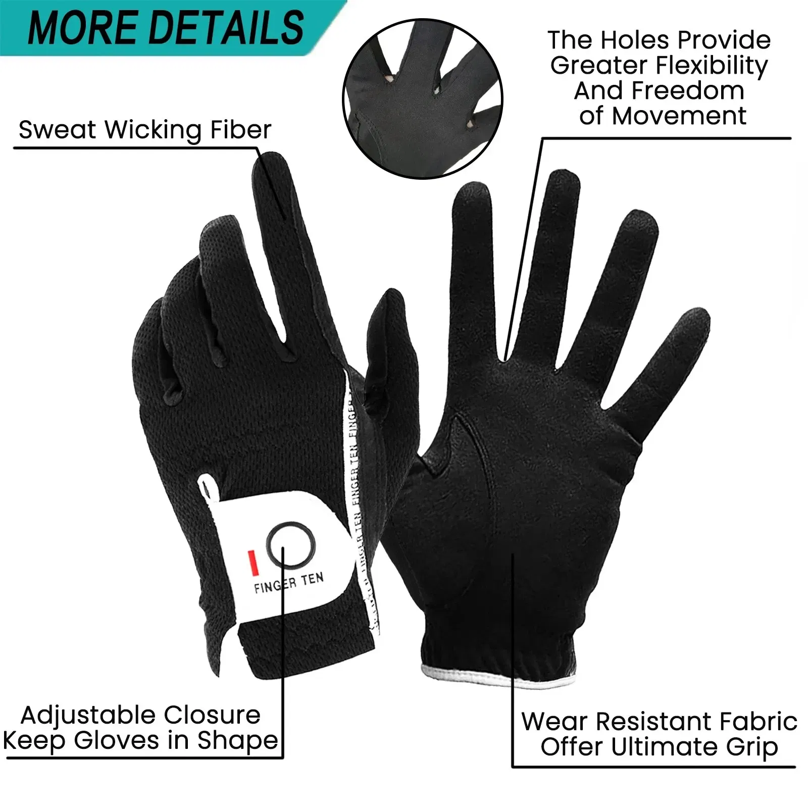 Size: M, Color: Black - Men's Golf Gloves Left Right Hand Rain Grip Value 1 Pack, Hot Wet Weather No Sweat Fit for Left Right Handed Golfer