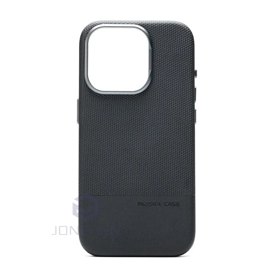 Color: black, Material: Nylon - Business Hit Color Relief Leather Case For iPhone 16 15 14 13 Pro Max For Magsafe Magnetic Wireless Charge Alloy Len Cover Bag