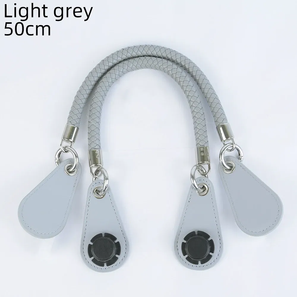 Color: Light Grey, Ships From: CHINA - New 1 pair Obag PU Woven braided leather Rope Handles straps round handlefor O Bag accessoires
