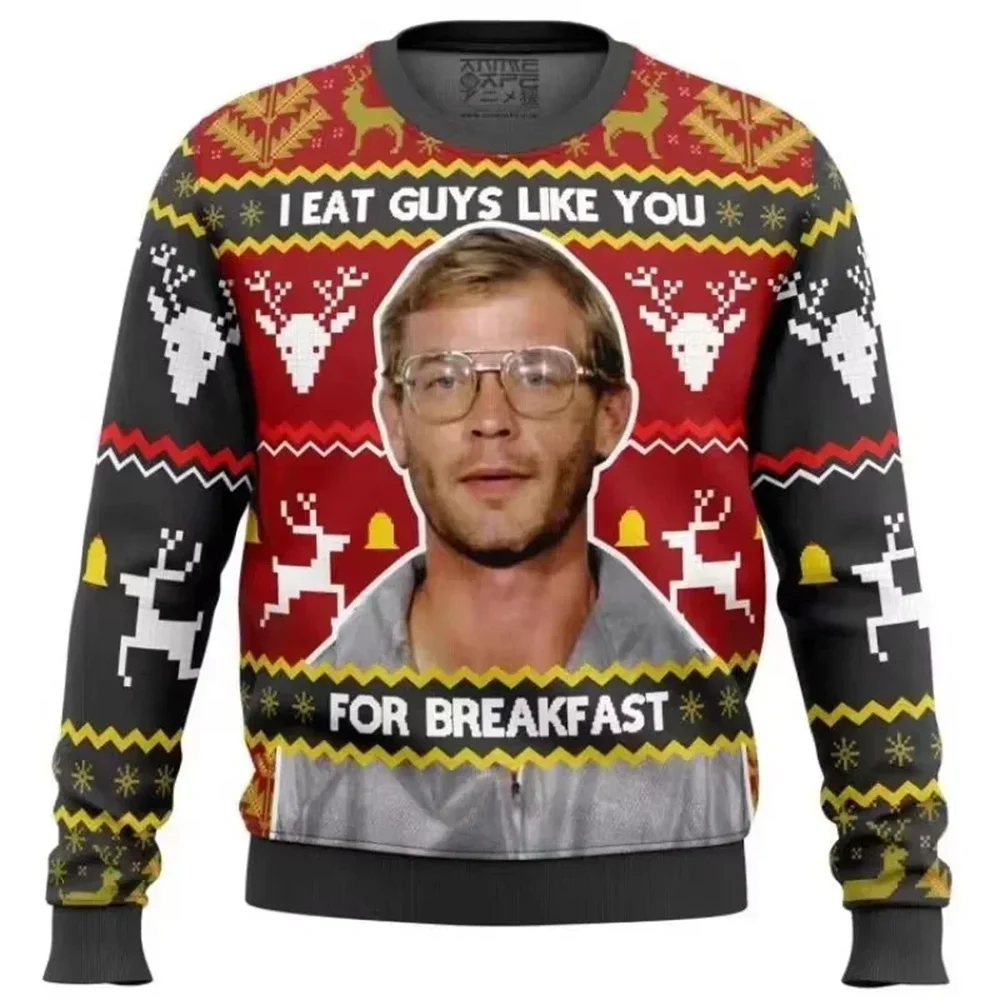 Color: black, Size: L - Home Alone Ugly Christmas Sweater Men Women Pullover Hot Sale Round Neck Long Sleeve Top Christmas Clothing 3D Funny Printed