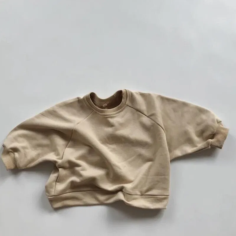 Color: Beige, Kid Size: 6T - Children Clothing Japan Korean Style Autumn Spring  Baby Girls Boys Casual Long Sleeve Sweatshirts T-shirt Kids Pullover Tops