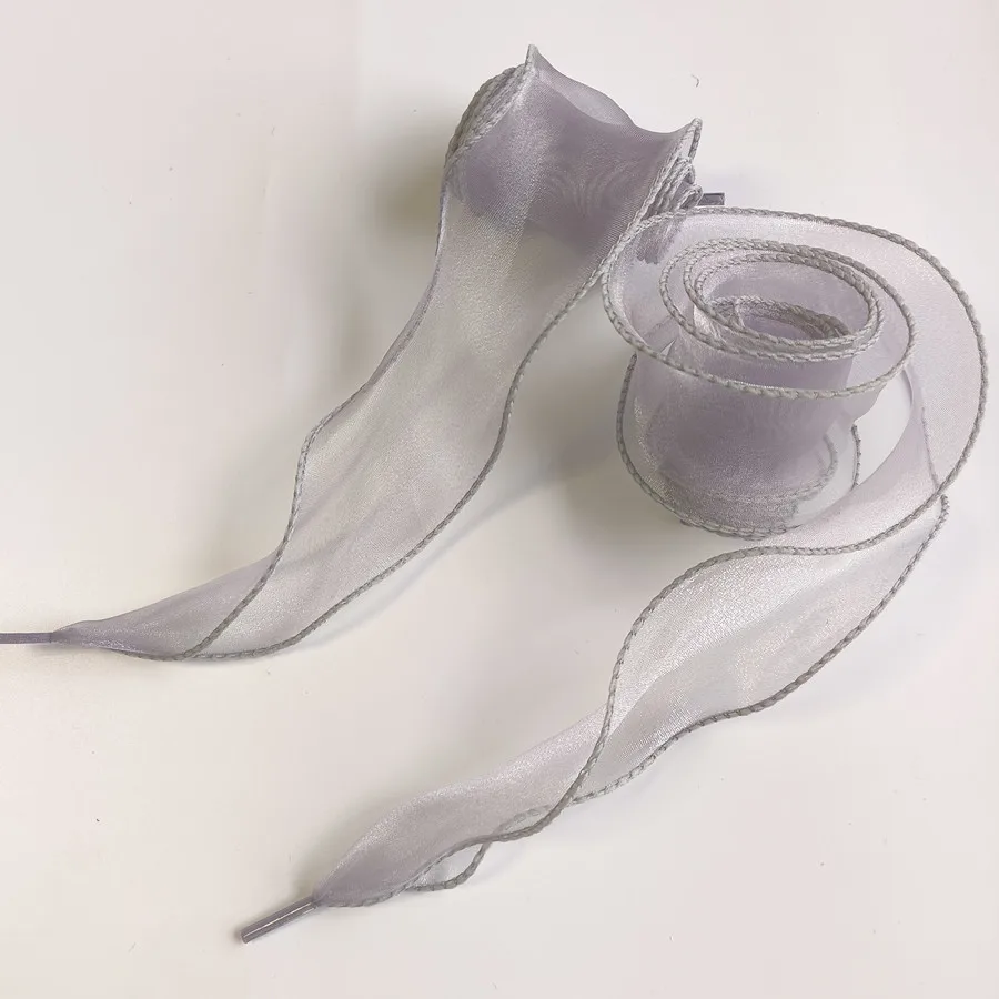 Color: Gold, Length: 80cm - 4cm Wide Festoon Fishtail Organza Shoelaces Wave Chiffen Fall Winer Bow Laces Beauty White Casual Sneaker DE Training Shoes Lace