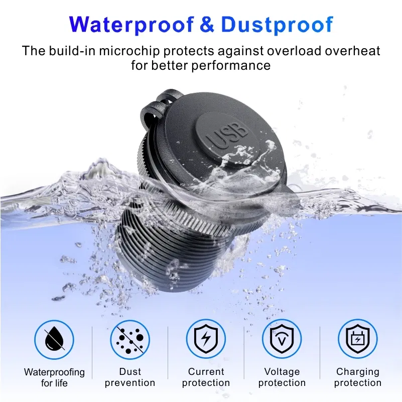 Color Name: WHITE, Ships From: CHINA - 12V Car Fast Charger Power Socket QC3.0 and PD USB Port Car Charger Adapter fast charging for Car Boat Marine RV Motorcycle