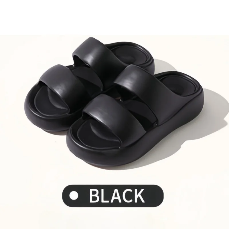 Color: black, Shoe Size: 36 - Summer Women EVA Slippers Men 2024 Bathroom Non-Slip Slides Girl Outdoor Beach Casual Sandals Couple Soft Thick Soled Flip Flops