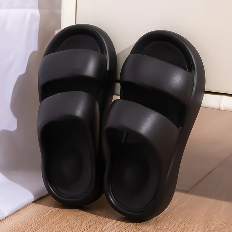 Color: black, Shoe Size: 36 - Summer Women EVA Slippers Men 2024 Bathroom Non-Slip Slides Girl Outdoor Beach Casual Sandals Couple Soft Thick Soled Flip Flops