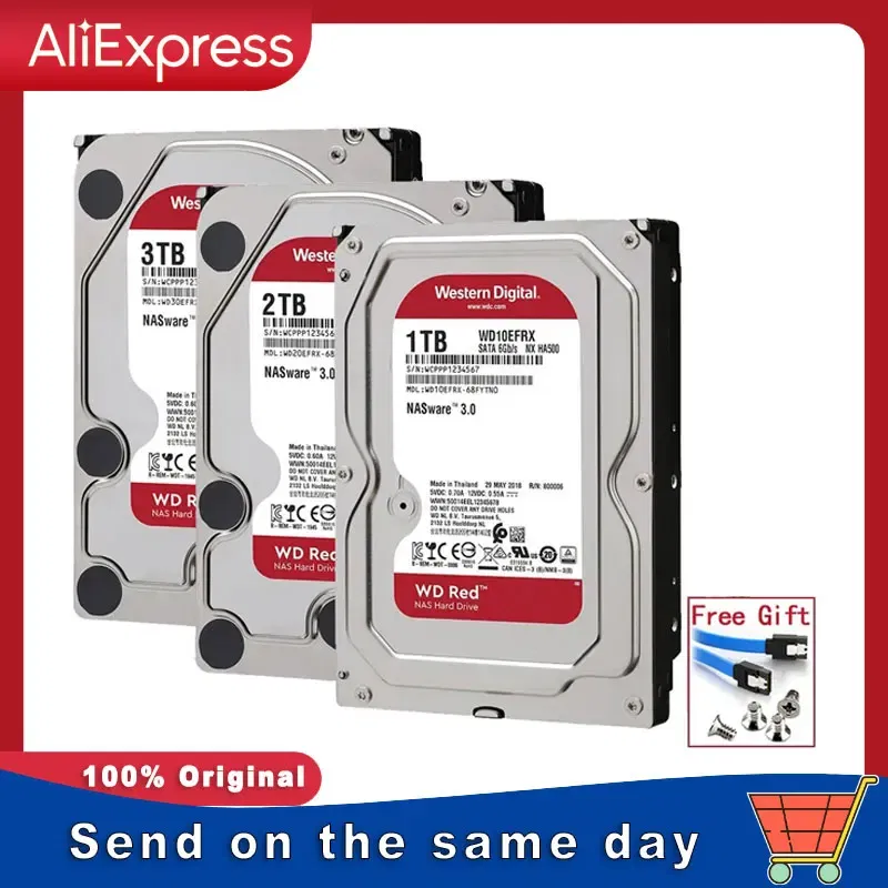 Capacity: 6TB - Original Western Digital WD Red NAS 4TB 3TB 3.5" Internal Hard Drive HDD SATA 6GB/S 2TB 1TB SATA 64 MB Cache HDD For Desktop