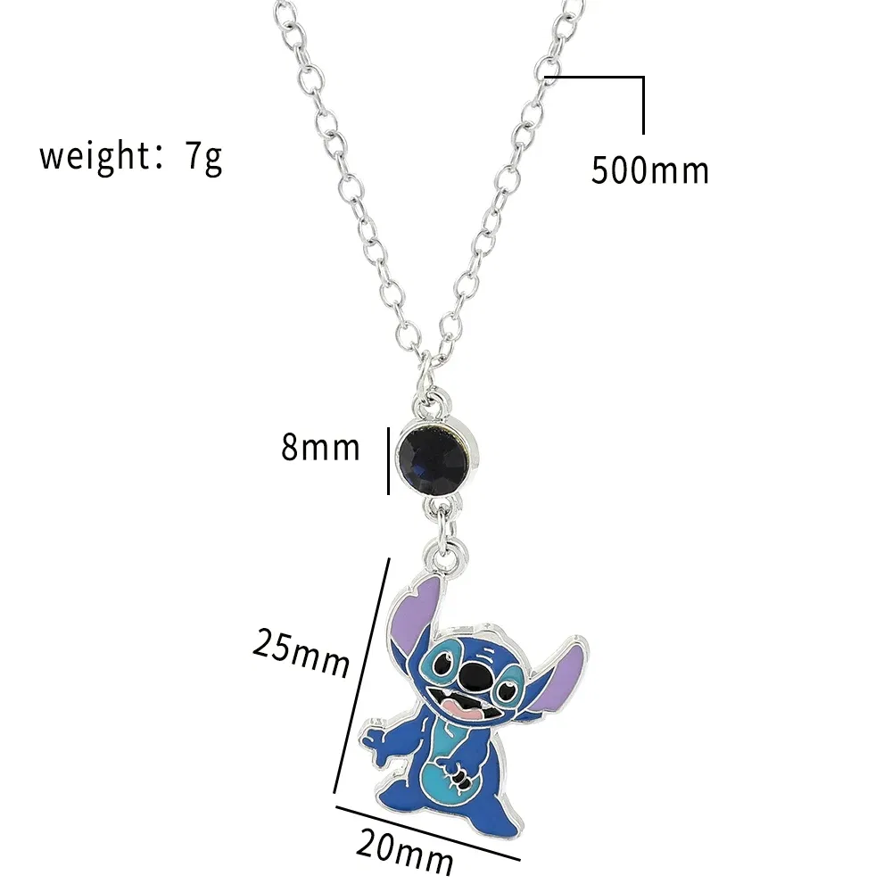 Color: Orange, Ships From: CHINA - Disney Cartoon Lilo & Stitch Pendant Necklace Kawaii Stitch Angel Crystal Necklace for Women Charm Jewelry Accessories Toy Gift