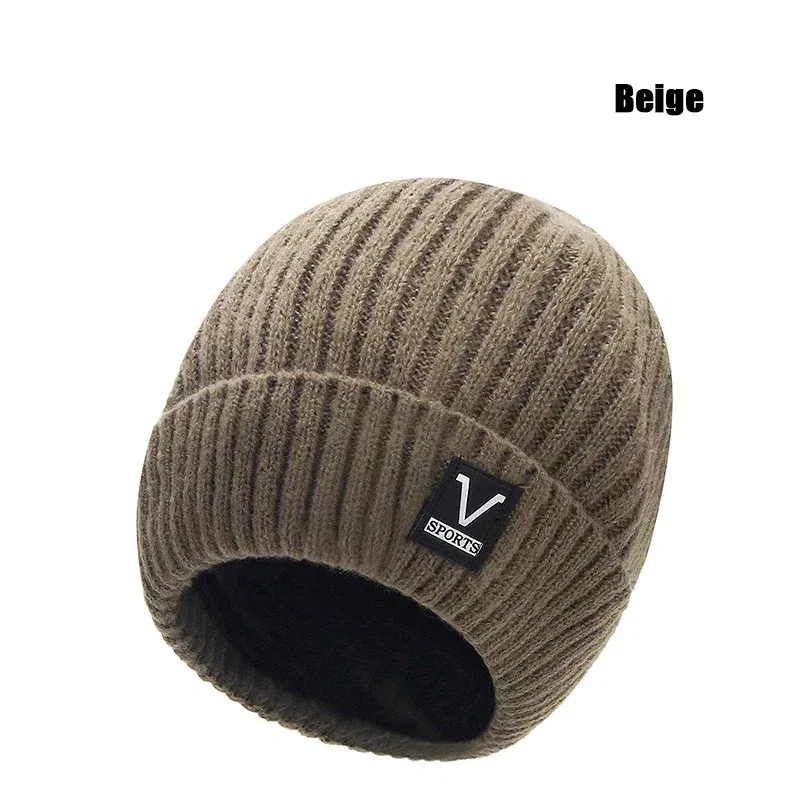 Color: Beige, Ships From: CHINA - Beanie Men Slouchy Knit Skull Cap Warm Stocking Hats Guys Women Striped Winter Beanie Hat Cuffed Plain Hat