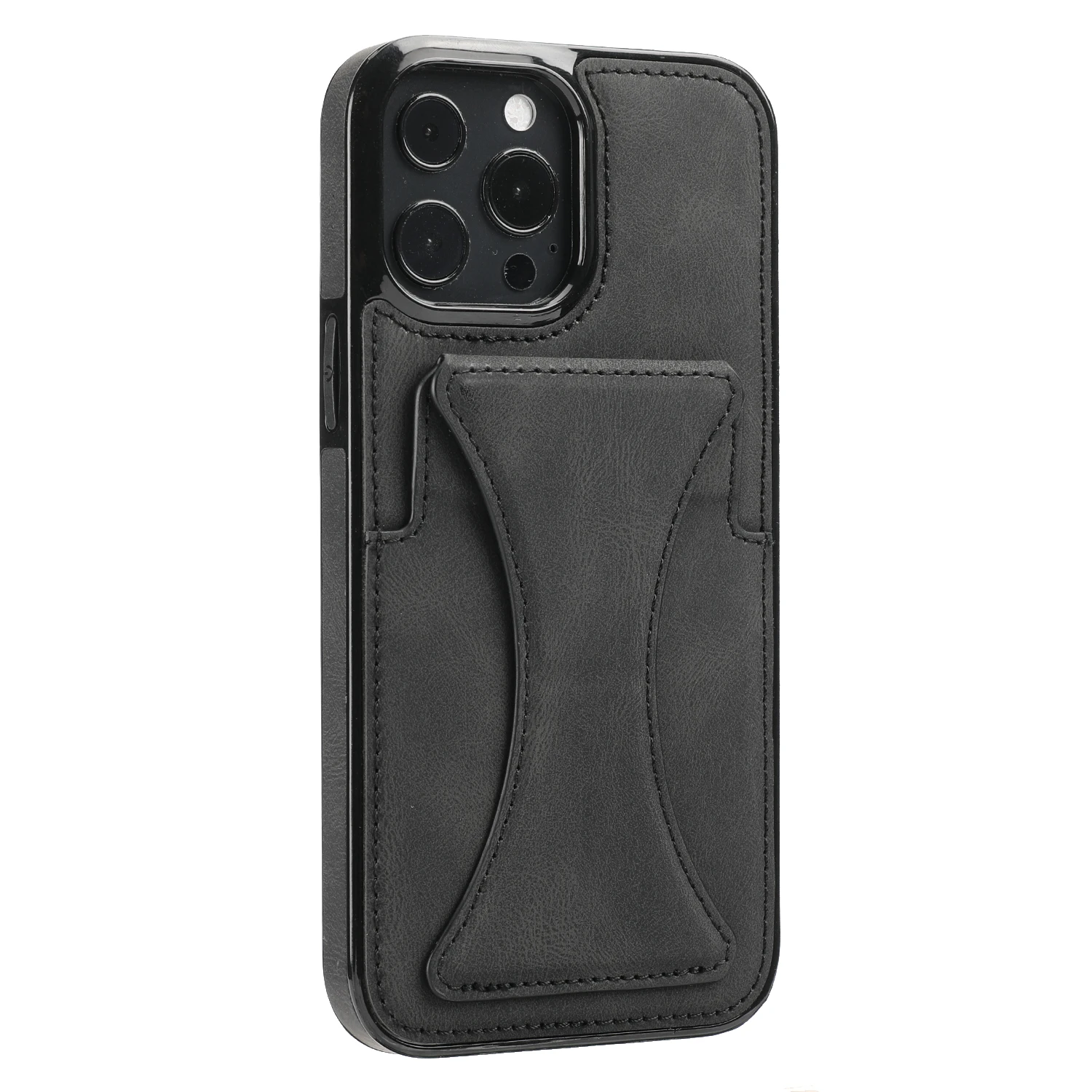 Color: black, Material: Cotton Fabric - For iPhone 16 Pro Max Plus Case 2024 With Magnetic Leather Kickstand Card Slot Wallet Back Cover Protection Shockproof Coque