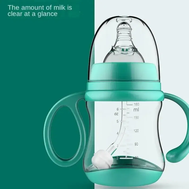 Color: Black - Baby PP Bottle Wide Diameter Baby Plastic Bottle With Anti Slip Handle Wide Mouth Bottle Baby Feeding Supplies Anti Fall Bottle