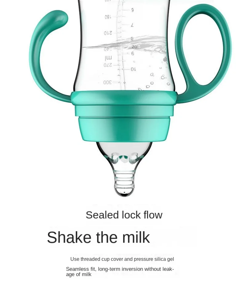 Color: Black - Baby PP Bottle Wide Diameter Baby Plastic Bottle With Anti Slip Handle Wide Mouth Bottle Baby Feeding Supplies Anti Fall Bottle