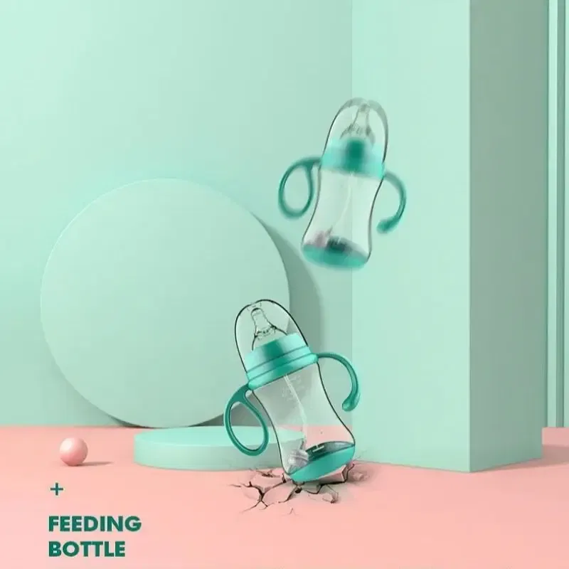 Color: Black - Baby PP Bottle Wide Diameter Baby Plastic Bottle With Anti Slip Handle Wide Mouth Bottle Baby Feeding Supplies Anti Fall Bottle